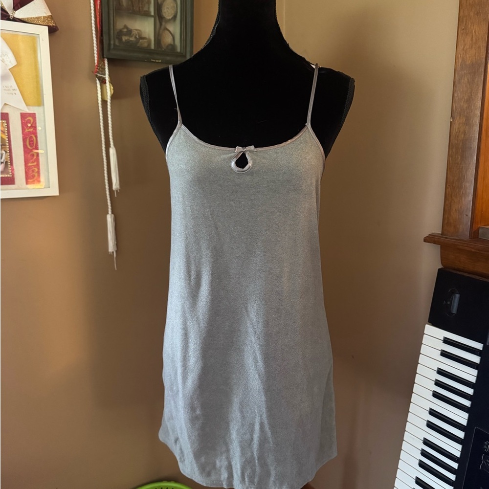 Chic Gray Mini Dress with Keyhole Detail